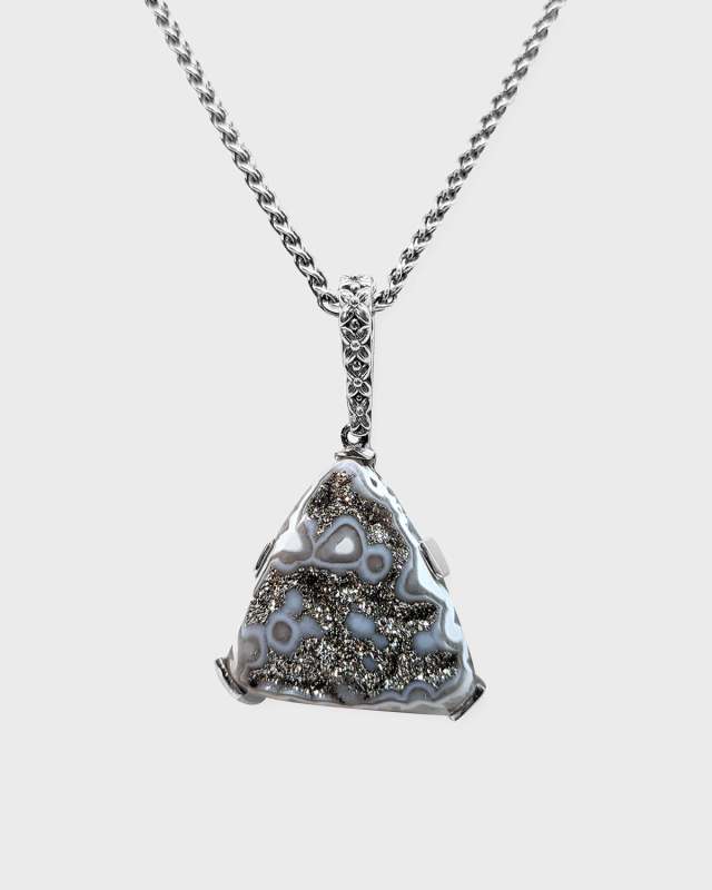 Platinum Valley Druzy Agate Freeform-Set Necklace